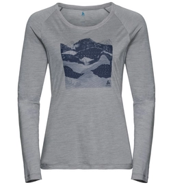 Longsleeve Odlo Top Crew Neck L/S Concord Grey Melange Collage Print SS19 Damen