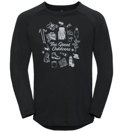 Longsleeve Odlo Top Crew Neck L/S Concord Black Great Outdoors Print SS19 Herren