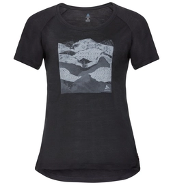 T-Shirt Odlo Top Crew Neck S/S Concord Schwarz Collage Print SS19 Damen