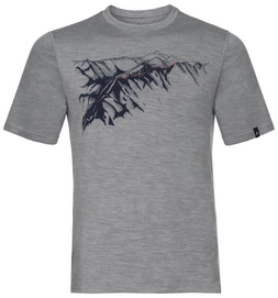 T-Shirt Odlo Top Crew Neck S/S Alliance Grey Melange Mountain Print SS19 Herren
