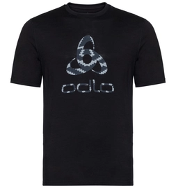 T-Shirt Odlo Top Crew Neck S/S Alliance Black Placed Print FW18 Herren