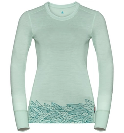 Longsleeve Odlo Top Crew Neck L/S Alliance Surf Spray Leaves On Waist Print SS19 Damen