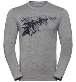 Longsleeve Odlo Top Crew Neck L/S Alliance Grey Melange Mountain Print SS19 Herren