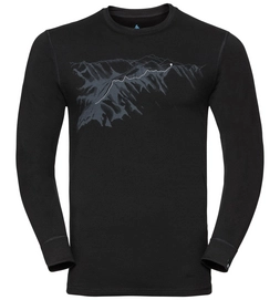 Longsleeve Odlo Top Crew Neck L/S Alliance Schwarz Mountain Print SS19 Herren
