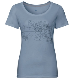 T-Shirt Odlo Top Crew Neck S/S F-Dry Print Faded Denim Flower Print SS19 Damen