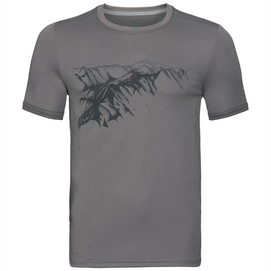 T-Shirt Odlo Top Crew Neck S/S F-Dry Print Odlo Steel Grey Mountain Print SS19 Herren