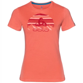 T-Shirt Odlo Top Crew Neck S/S Kumano Logo Peach Echo Placed Print FW18 Damen