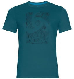 T-Shirt Odlo Top Crew Neck S/S Nikko Logo Blue Coral Placed Print FW18 Herren