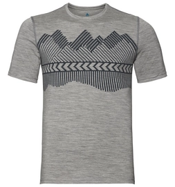 T-Shirt Odlo Men Top Crew Neck S/S Alliance Grey Melange Placed Print FW18