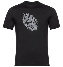 T-Shirt Odlo Top Crew Neck S/S Alliance Black Pine Cone Print FW18 Herren