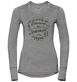 Longsleeve Odlo Women Top Crew Neck L/S Alliance Grey Melange Outdoor Print FW18