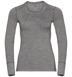 Longsleeve Odlo Top Crew Neck L/S Alliance Grey Melange Branches Print FW18 Damen
