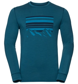 Longsleeve Odlo Men Top Crew Neck L/S Alliance Blue Coral Placed Print FW18
