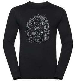 Longsleeve Odlo Top Crew Neck L/S Alliance Schwarz Camping Print FW18 Herren