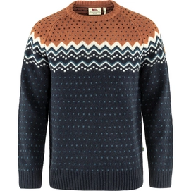 Pull Fjallraven Men Ovik Knit Sweater Dark Navy-Terracotta Brown