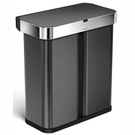 Prullenbak simplehuman Liner Pocket Voice Control Recycler Zwart RVS 58L