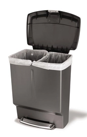 Prullenbak Simplehuman Plastic Rectangular Recycler Grijs 60L