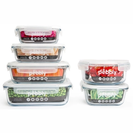 Vershoudbakje Pebbly Rechthoek Plastic 1000/650/520/400/320 ml (5-Delig)