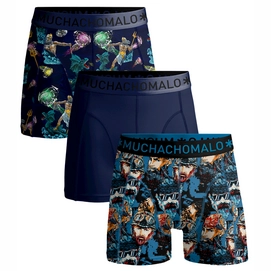 Boxershort Muchachomalo Men shorts Biker Poseidon Print/Print/Blue (3-pack)
