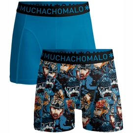 Boxershort Muchachomalo Boys shorts Biker Poseidon Blue/Gods (2-pack)-Maat 146 / 152