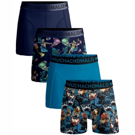 Boxershort Muchachomalo Boys shorts Biker Poseidon Print/Print/Blue/Blue (4-pack)-Maat 134 / 140