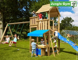 Speelset Jungle Gym Jungle Palace + Mini Market + 2-Swing X'tra Blauw