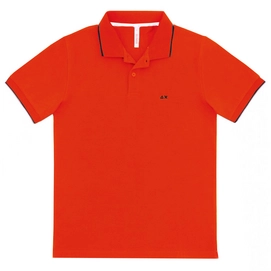 Polo Shirt Sun68 Men Small Stripes Collar Arancione
