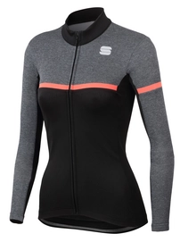 Fietsshirt Sportful Women Giara Warm Top Black Melange Coral Fluo