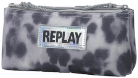 Pencil Case Replay Girls Leopard Grey Wide