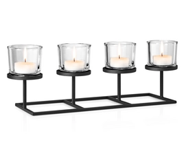 Theelichthouder Blomus Nero RVS Rij 4
