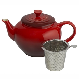 Theepot Le Creuset Kersenrood Met RVS Theezeef 0.65L