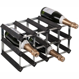 Wine Rack RTA Wineracks Galvanised Steel 12 Bottles 4x2 Black Ash