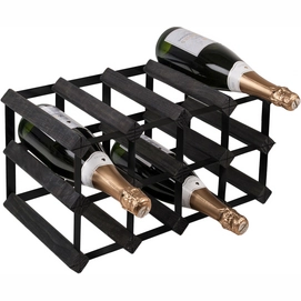 Wine Rack RTA Wineracks Black Steel 12 Bottles 4x2 Black Ash