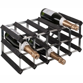 Wine Rack RTA Wineracks Galvanised Steel 15 Bottles 5x2 Black Ash