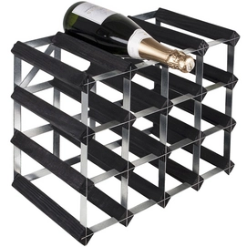 Wine Rack RTA Wineracks Galvanised Steel 16 Bottles 4x3 Black Ash