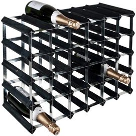 Wine Rack RTA Wineracks Galvanised Steel 30 Bottles 6x4 Black Ash