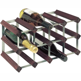 Wine Rack RTA Wineracks Galvanised Steel 12 Bottles 4x2 Dark Pine
