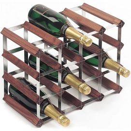 Wine Rack RTA Wineracks Galvanised Steel 16 Bottles 4x3 Dark Pine