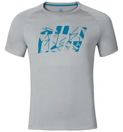 T-shirt Odlo Mens S/S Crew Neck Raptor Platinum Grey Placed Print