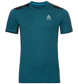 T-Shirt de Sport Odlo Men Top Crew Neck S/S Omnius Print Light Blue Coral
