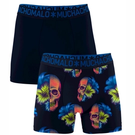 Caleçon Muchachomalo Men Sflower short print/solid Print/Blue (Lot de 2)