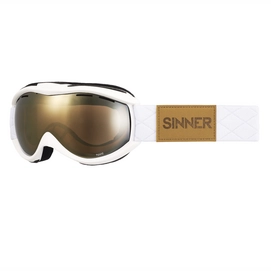 Skibrille Sinner Toxic Matte White Double Gold Mirror Vent