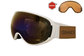 Skibril Sinner Nauders Matte White Blue Mirror + Sintec Orange