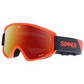Skibrille Sinner Bellevue Matte Neon Orange Full Red Revo