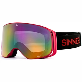 Masque de Ski Sinner Olympia Matte Red Double Full Red Mirror