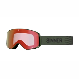Ski Goggles Sinner Olympia Matte Moss Green / Full Red Mirror