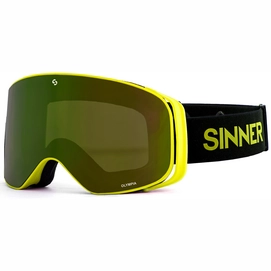 Masque de Ski Sinner Olympia Matte Neon Yellow Double Full Gold-Green Mirror