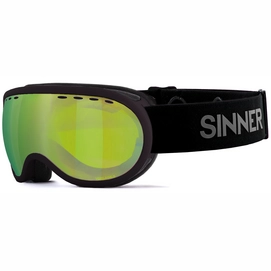 Skibril Sinner Vorlage S Matte Black Double Full Gold-Green Mirror Vent