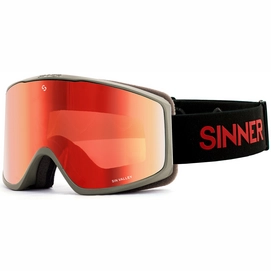 Skibril Sinner Sin Valley Matte Light Grey Double Red Oil + Double Pink