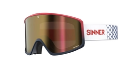 Ski Goggles Sinner Sin Valley Matte Red Matte Dark Blue Red Mirror + Orange